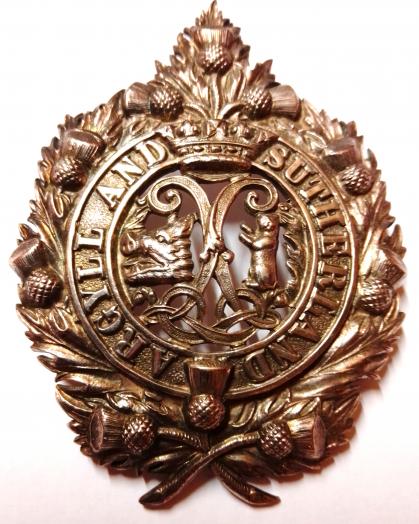 WW1 Silver Hallmarked A&SH Officers Glengarry Badge