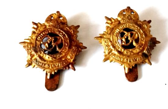 Matching Pair of WW2 Army Service Corp Collar Badges