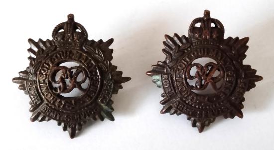 Matching Pair of WW2 Officers OSD Army Service Corp Collar Badges