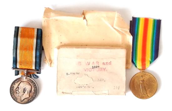 WW1 Medal Pair to the Seaforth Highlanders & Transit Box