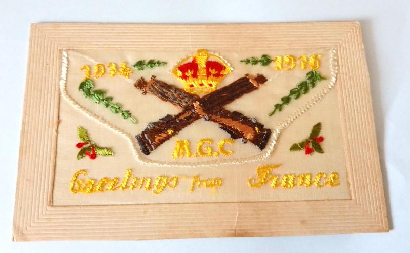 WW1 Machine Gum Corp Embroidered Post Card