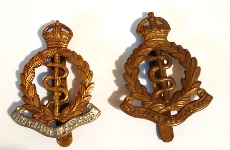 2 x WW2  R.A.M.C Cap Badges