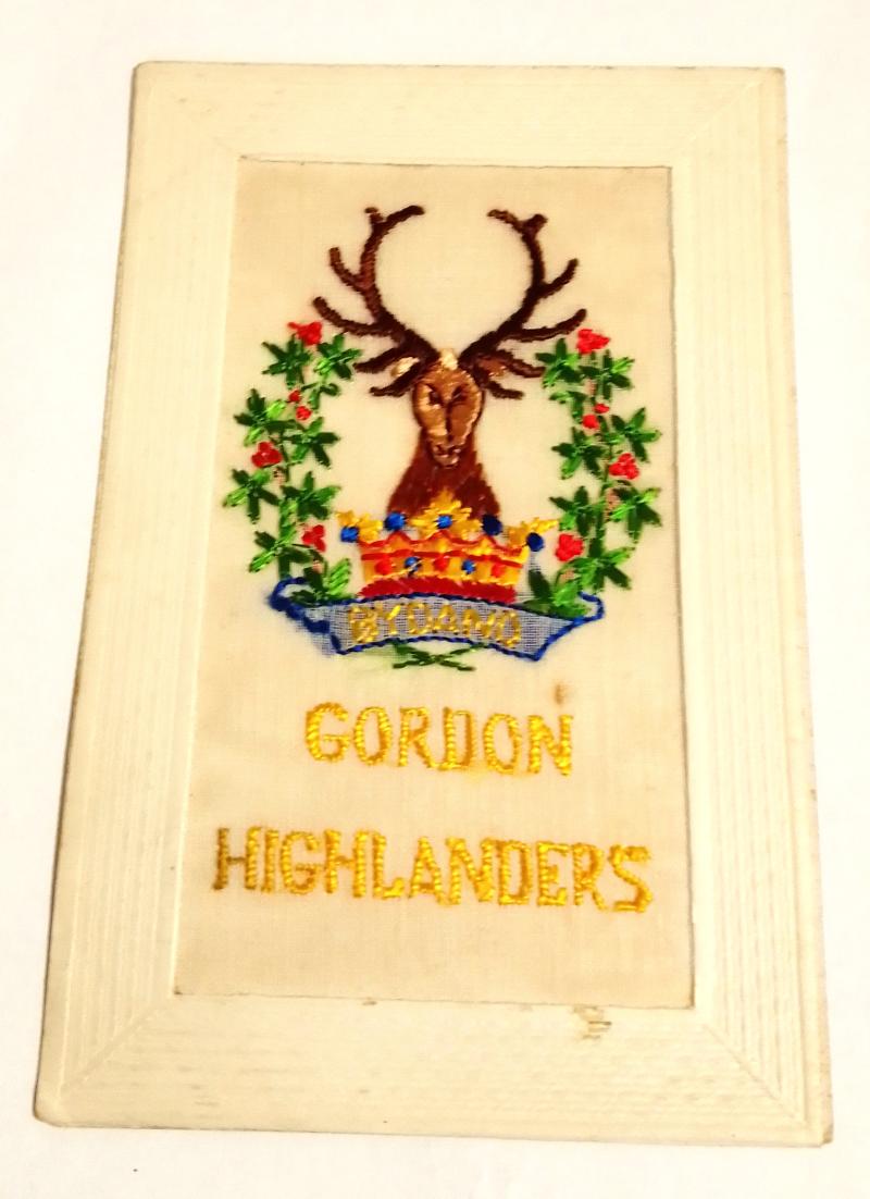 WW1 Embroidered Gordon Highlanders Postcard