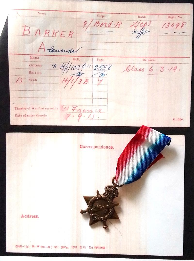 WW1 1914/15 Star to The Border Regiment with Research Documentation