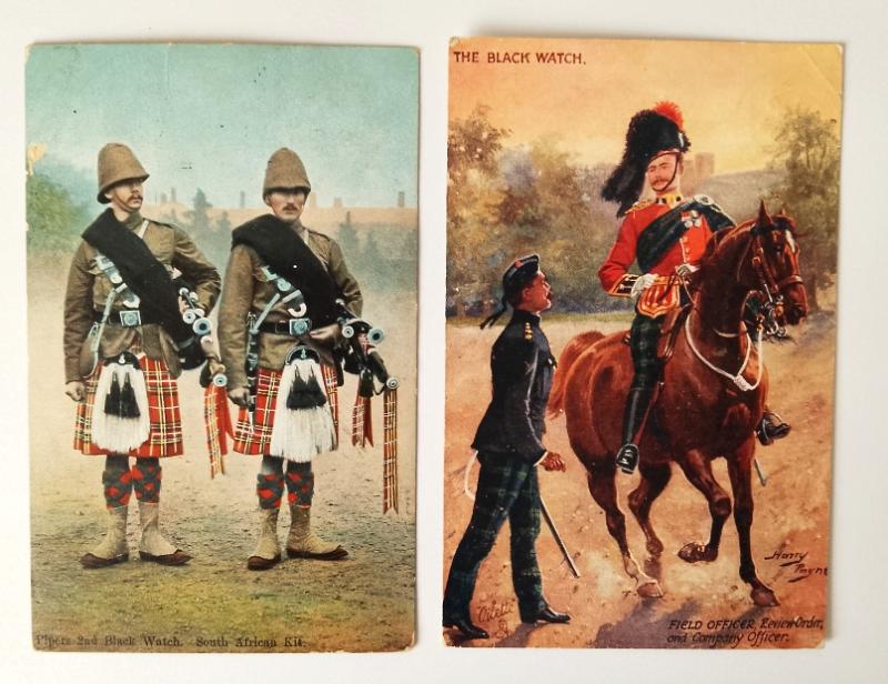 2 x Black Watch Regimental Postcards