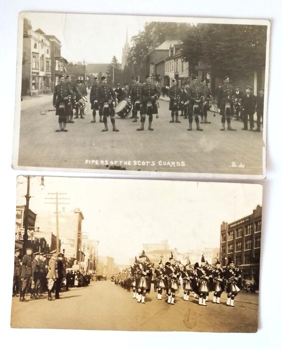 2 x Postcards of Regimental Piper including the Scots Guards