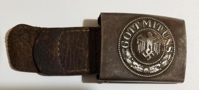 WW2 Third Reich Other Ranks Army Belt Buckle with Leather Tab