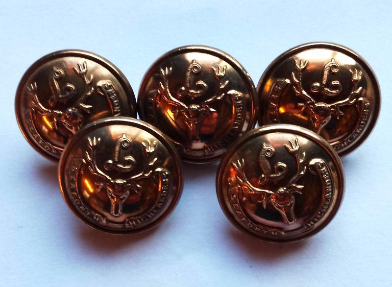 5 x 25 mm Seaforth Highlanders Tunic Buttons