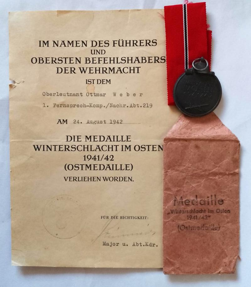 Russian Front Medal With Packet of Issue & Award Certificate