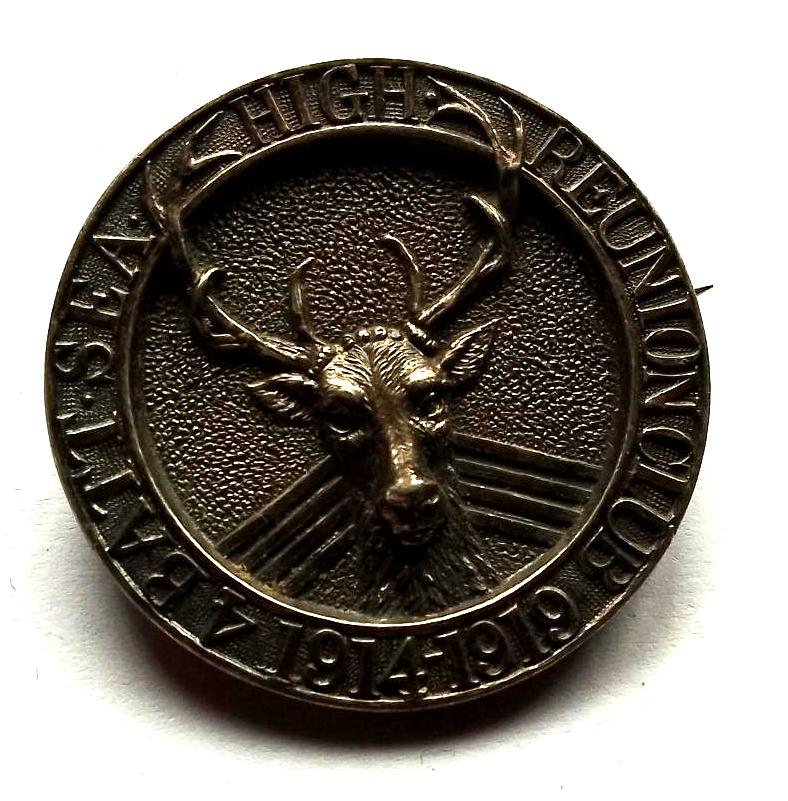 Scarce 4th Batt Seaforth Highlanders Silver Hallmarked Reunion Badge
