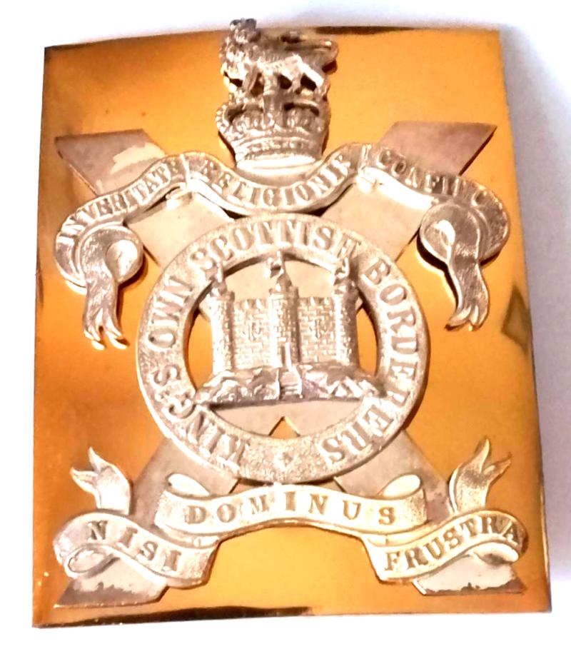 Post 1953 Kings Own Scottish Borders Silver / Gilt Shoulder Belt Plate