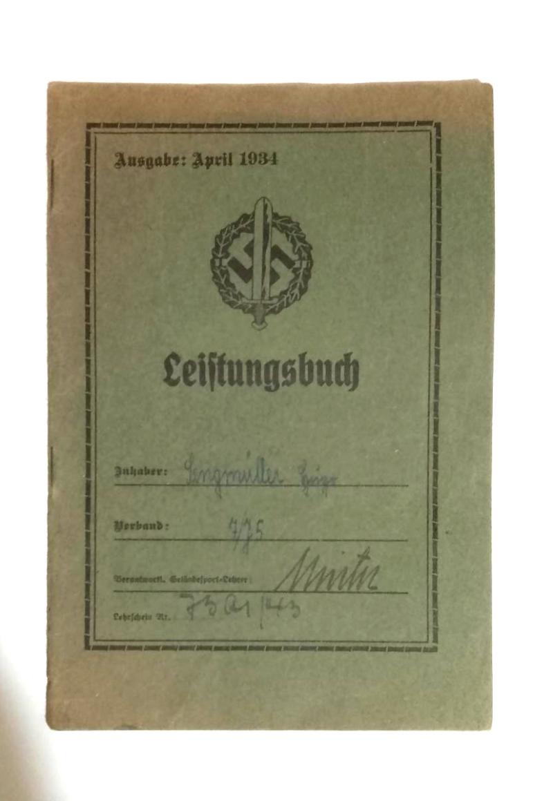 Third Reich S.A Sports Badge Award Booklet