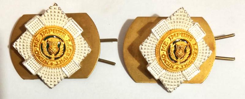 Matching Pair of Royal Scots Collar Badges