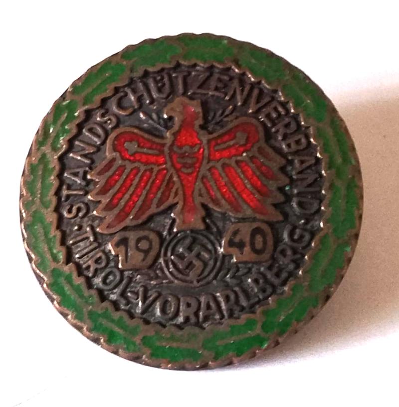 Third Reich Tirol 1940 Shooting Association Lapel Badge